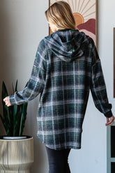Heimish Plaid Hooded Cardigan with Button Down Long Sleeves